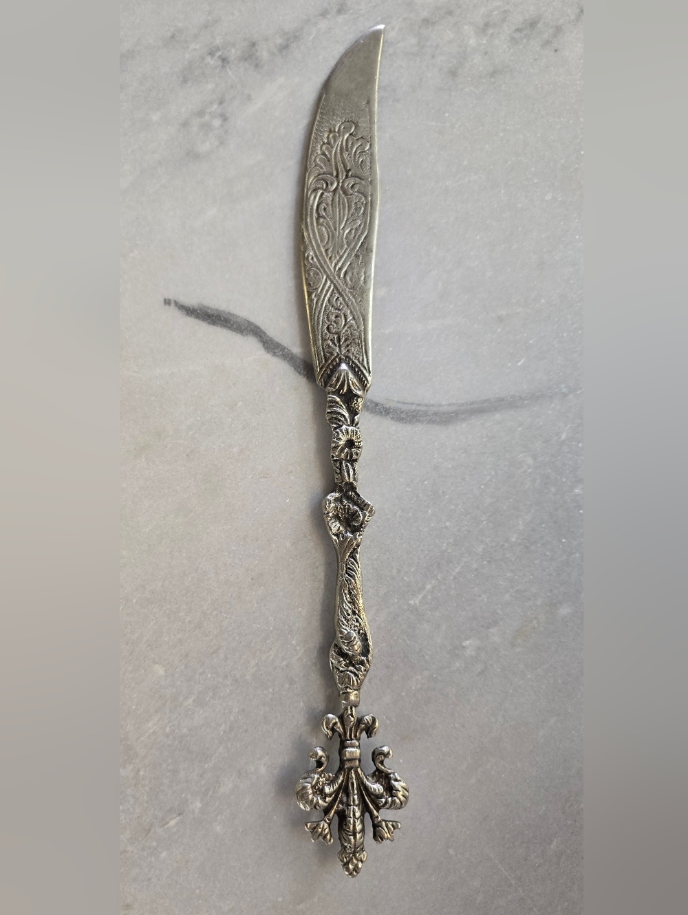 Silver Plated Ornate Letter Opener Made In Italy Knife Sword